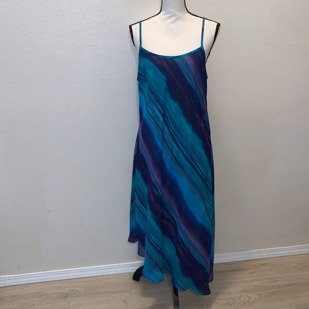 Venezia blue & purple wave pattern maxi night out formal dress